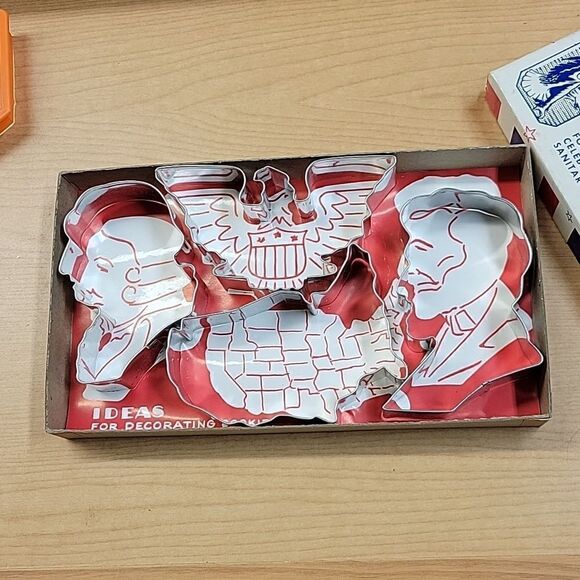 Vintage Patriotic Cookie Cutters Set of 4 Lincoln Washington Eagle USA - Picture 3 of 6